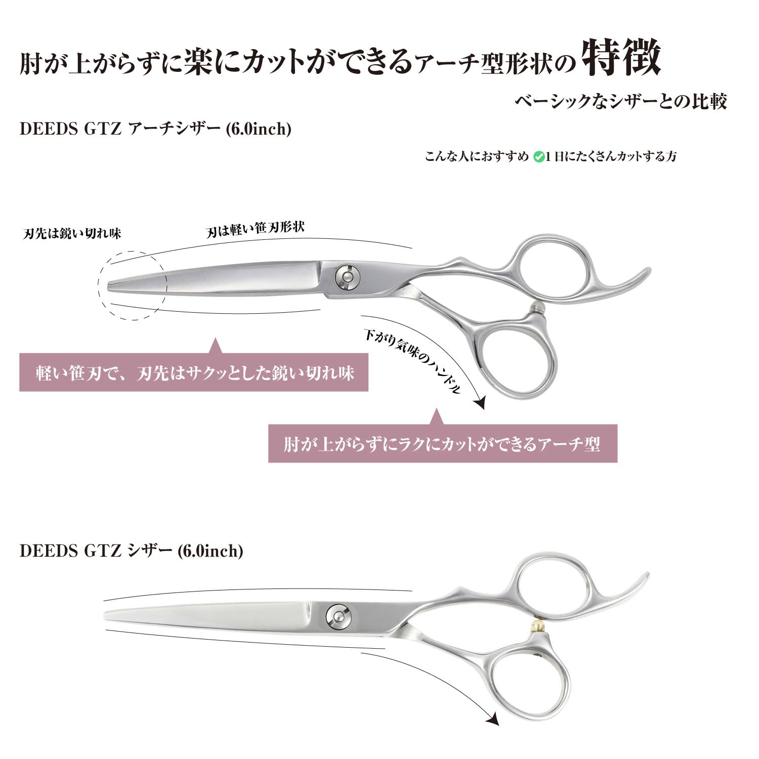 Amazon.co.jp: DEEDS GTZ アーチ シザー (6.0インチ) 美容師